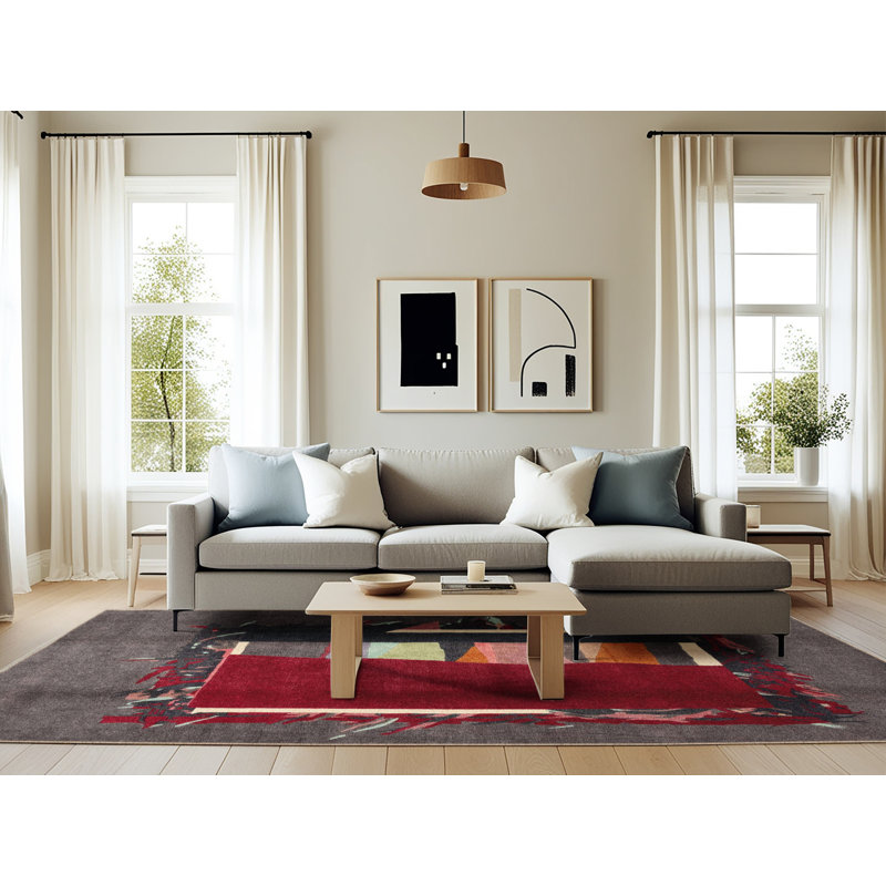 Miland Abstract Indoor Rug, Rectangle 6' x 9'