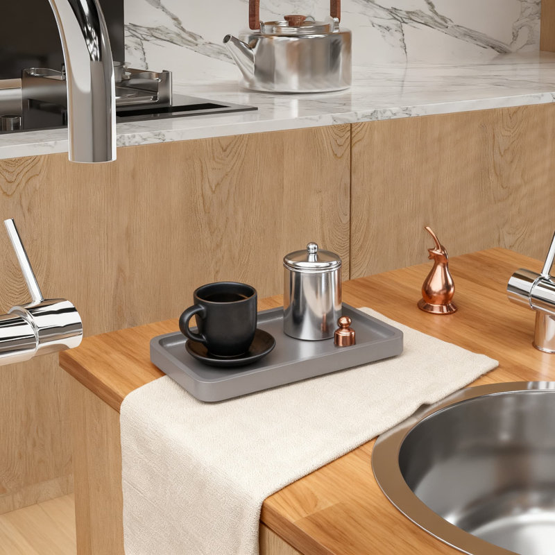 Bathroom Vanity Tray For Countertop Organization, Multi-Purpose Decorative Tray For Makeup, Perfume, Jewelry, Soap Dispenser, And Kitchen Spices, Compact And Durable Design