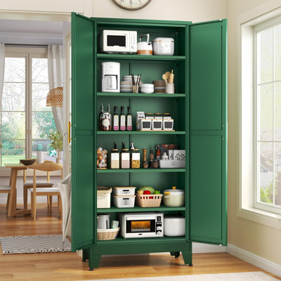 Armoire de rangement de cuisine avec portes et tablettes réglables, armoires garde-manger en métal ClosetMaid, grande armoire autoportante de 75 po pour la cuisine, la buanderie ou la buanderie, vert