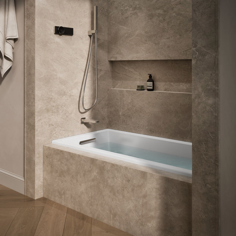 Underscore 60" x 30" Drop-In or Undermount Acrylic Soaking Bathtub with Sloped Backrest, White Incorrectly