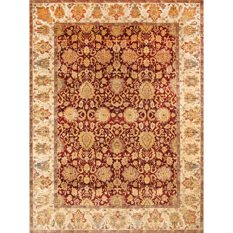 Tapis rouge / brun noué à la main Agra