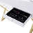 Rectangular Vanity Desk With White & Gold Embellishments, Crystal Handle, Metal Frame, Mirror Jewelry Tray, 2 Drawers Touches, Vanity, Removeable Mirror, 2/3 Drawer Glide