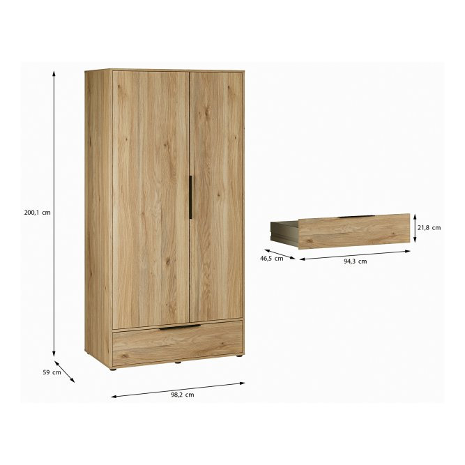 Tawanda 2 Door Wardrobe