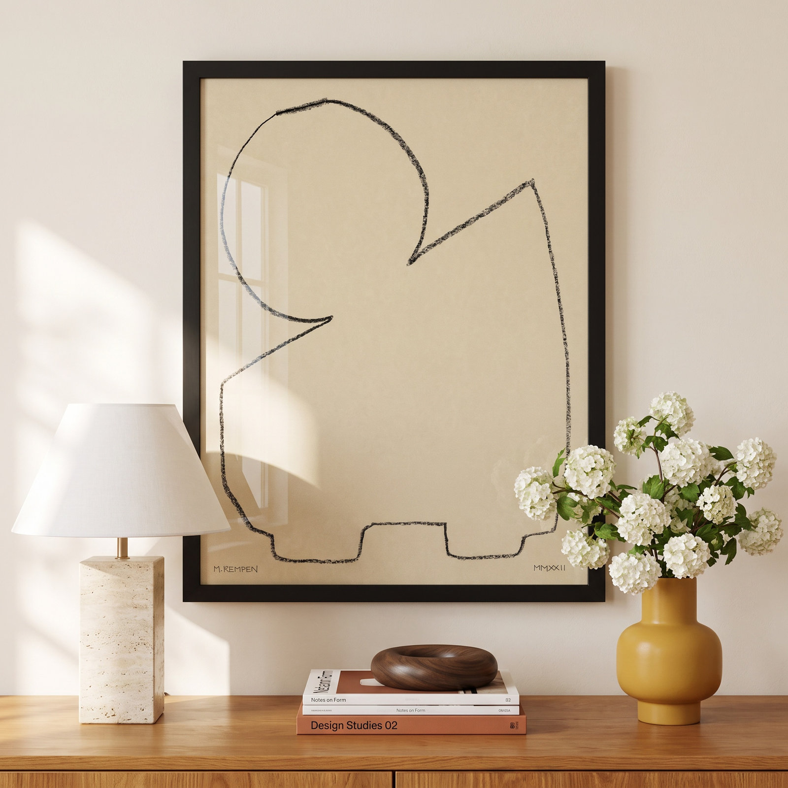 Freya "Sand 1" Print, 16" W x 20" H, Black Framed