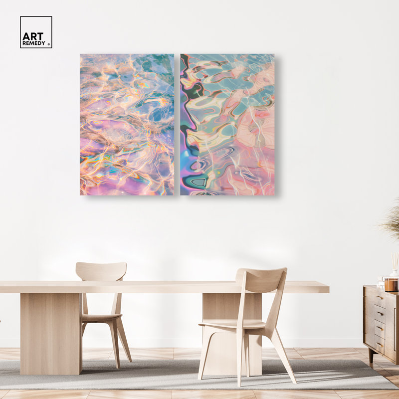 «Smooth Metallic Drift Duo», ensemble de décorations murales roses par Art Remedy, 30 x 45, Gallery Wrapped, 45"H x 30"W