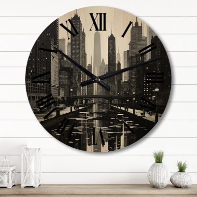 Skyscrapers Urban Elegance III - Architecture Oversized Wood Wall Clock