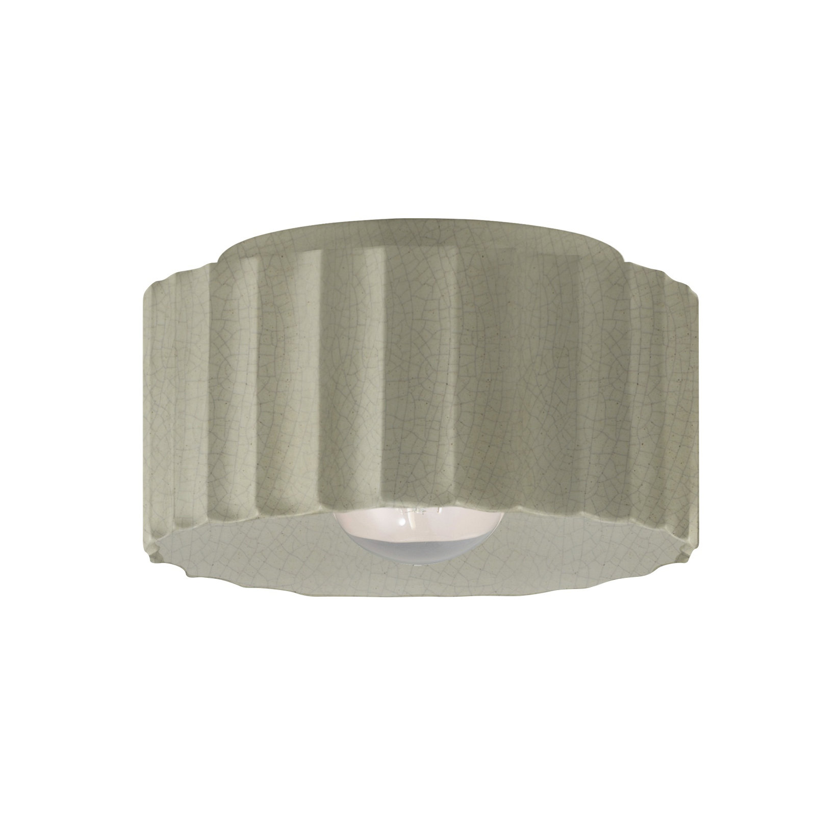 Colgate Single Light Ceramic Flush Mount, Celadon Green Crackle, 6.5" H x 10" W x 10" D