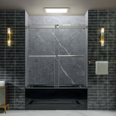 Baignoire rectangulaire en acrylique WOODBRIDGE 60 po × 32 po, noir lustré, bonde à gauche, bonde chromé à ouverture automatique, trop-plein à fente, style contemporain