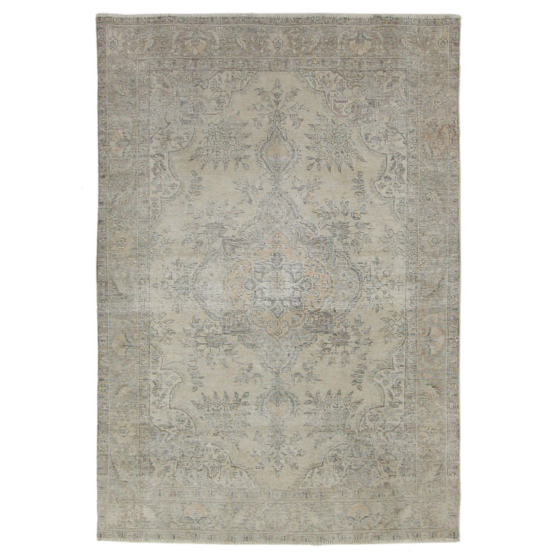 One-of-a-Kind Oriental Hand-Knotted Rectangle 6" x 9" Wool Area Rug in Beige/Ivory/Light Brown