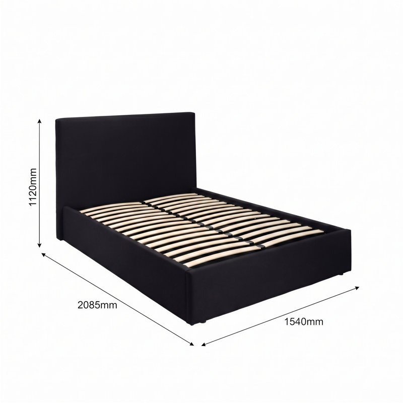 Upholstered Bed Frame, Kingsize (5'), Black
