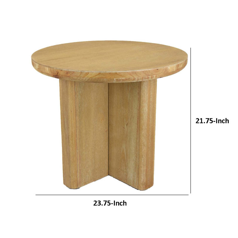 Table de bout ronde, pieds en panneaux de X, bois brun de 24 po