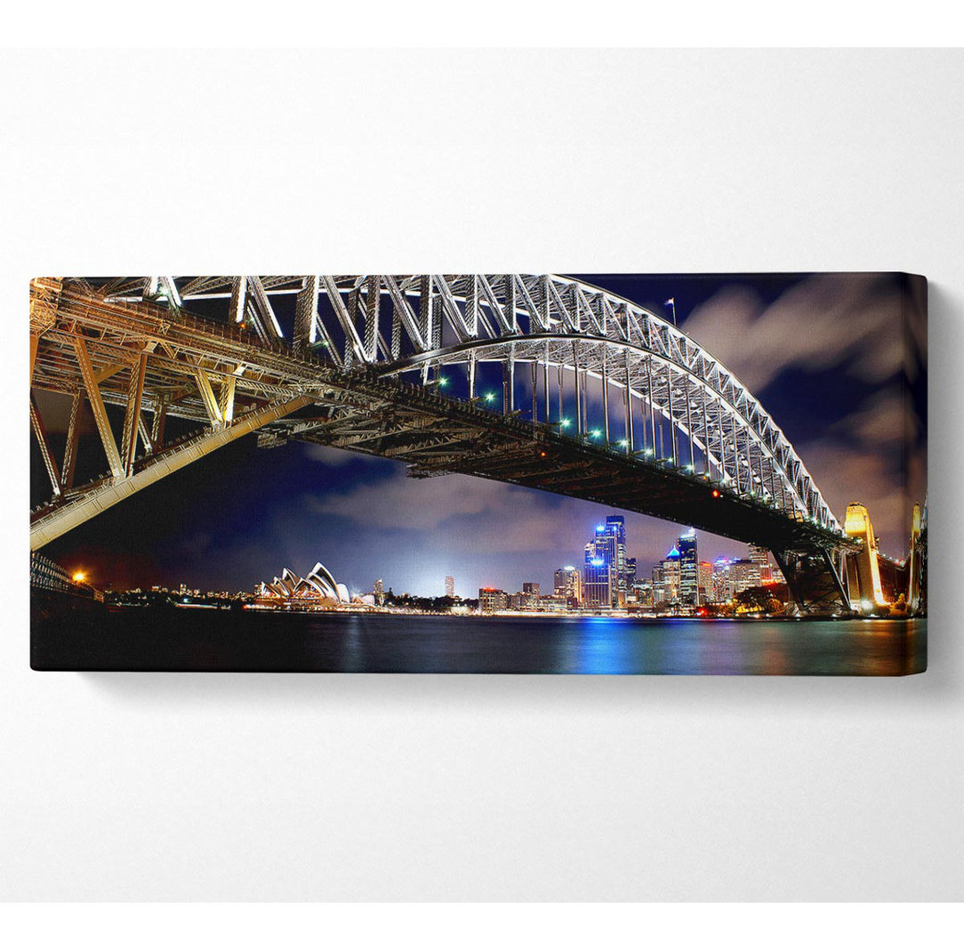 Panorama-Kunstdruck Sydney Harbour Bridge Nachtlichtreflexionen