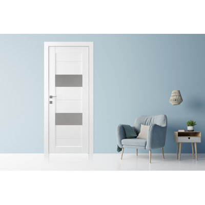 Porte standard préfabriquée en bois manufacturé et en verre Berta