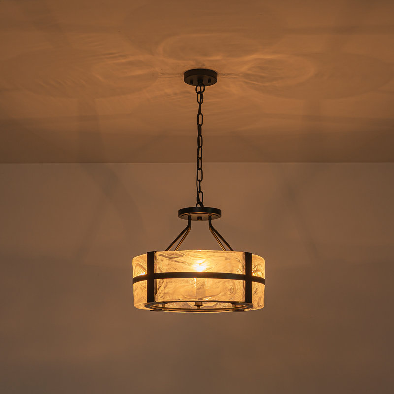White Mist Cloud Glass Drum Chandelier