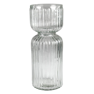 Vase à ampoule nervurée, verre - petit