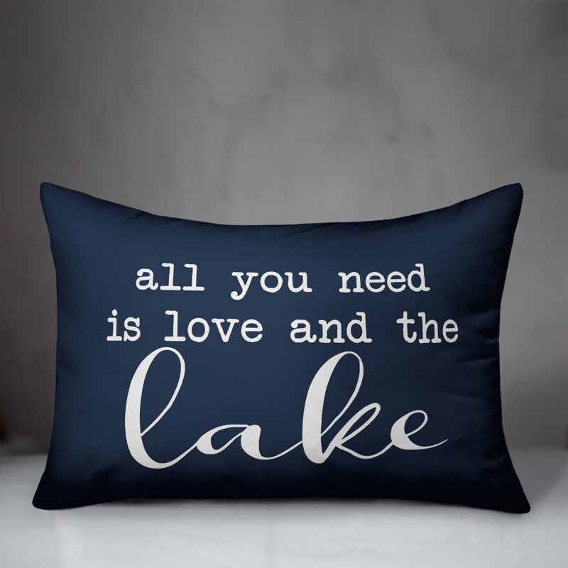 Karmina All you need is Love and the Lake Indoor/Outdoor Lumbar Pillow, Navy