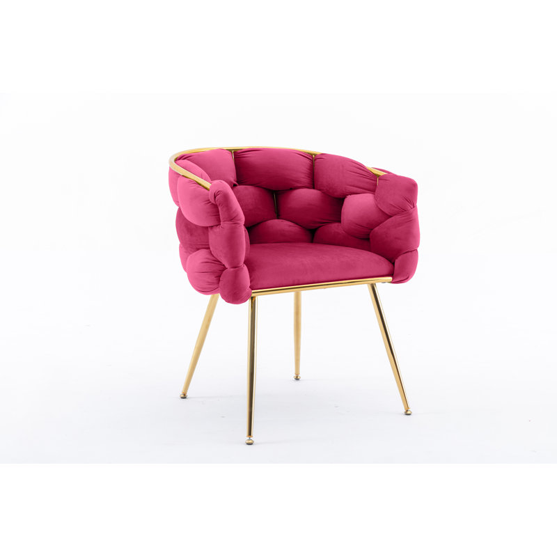 Hummera Upholstered Accent Chair, Rose Red Velvet, 1