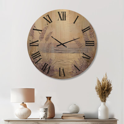 Horloge murale grand format « Brise marine lavande », imprimée sur bois