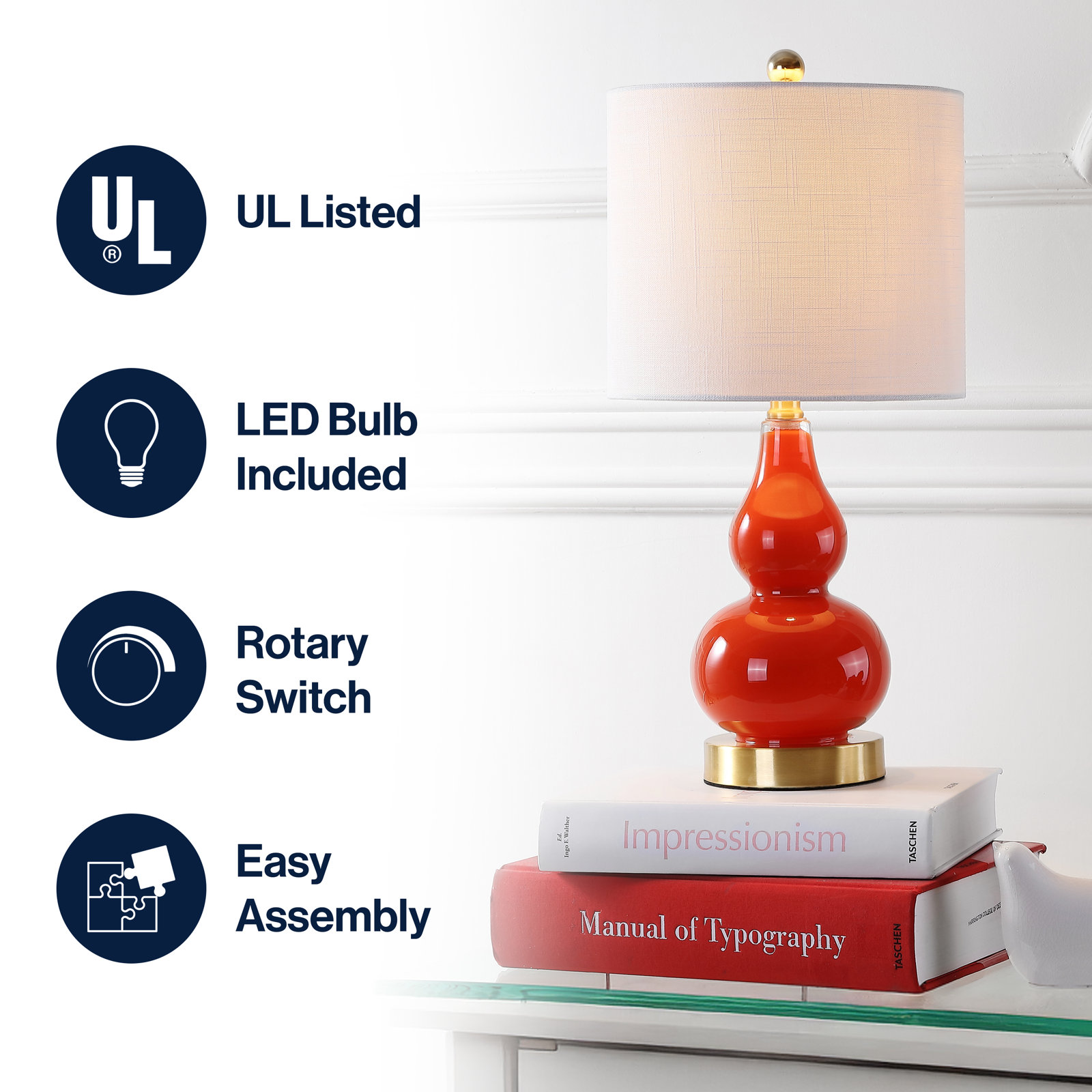 Galliano Table Lamp, Orange