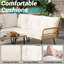 Mobilier de patio en osier Boho, 4 ensembles de canapé modulaire en L avec coussins, table d'appoint et chaises, ensembles de conversation d'extérieur 5 places