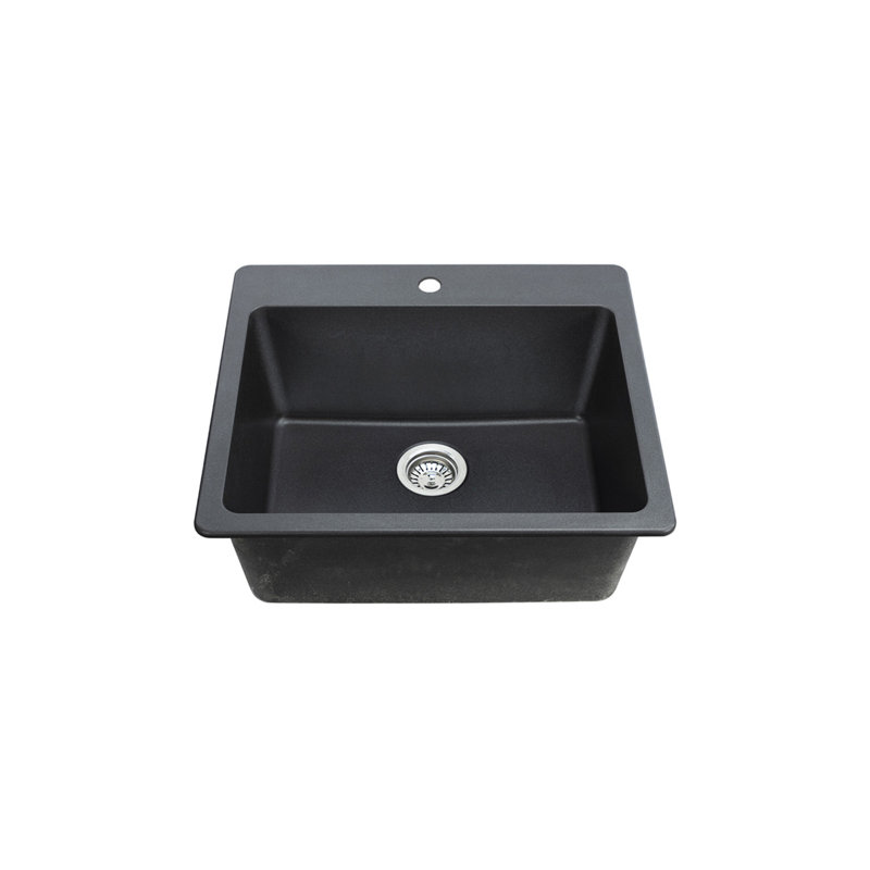 Évier de cuisine à montage double L 25 po x l 22 po avec crépine, Noir