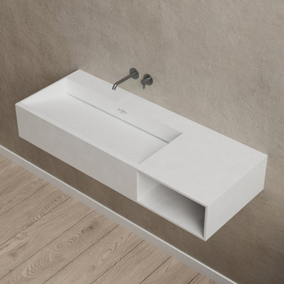 MonBlari 34" X 18" Rectangle Solid Surface Wall Mounted Bathroom Sink Matte White
