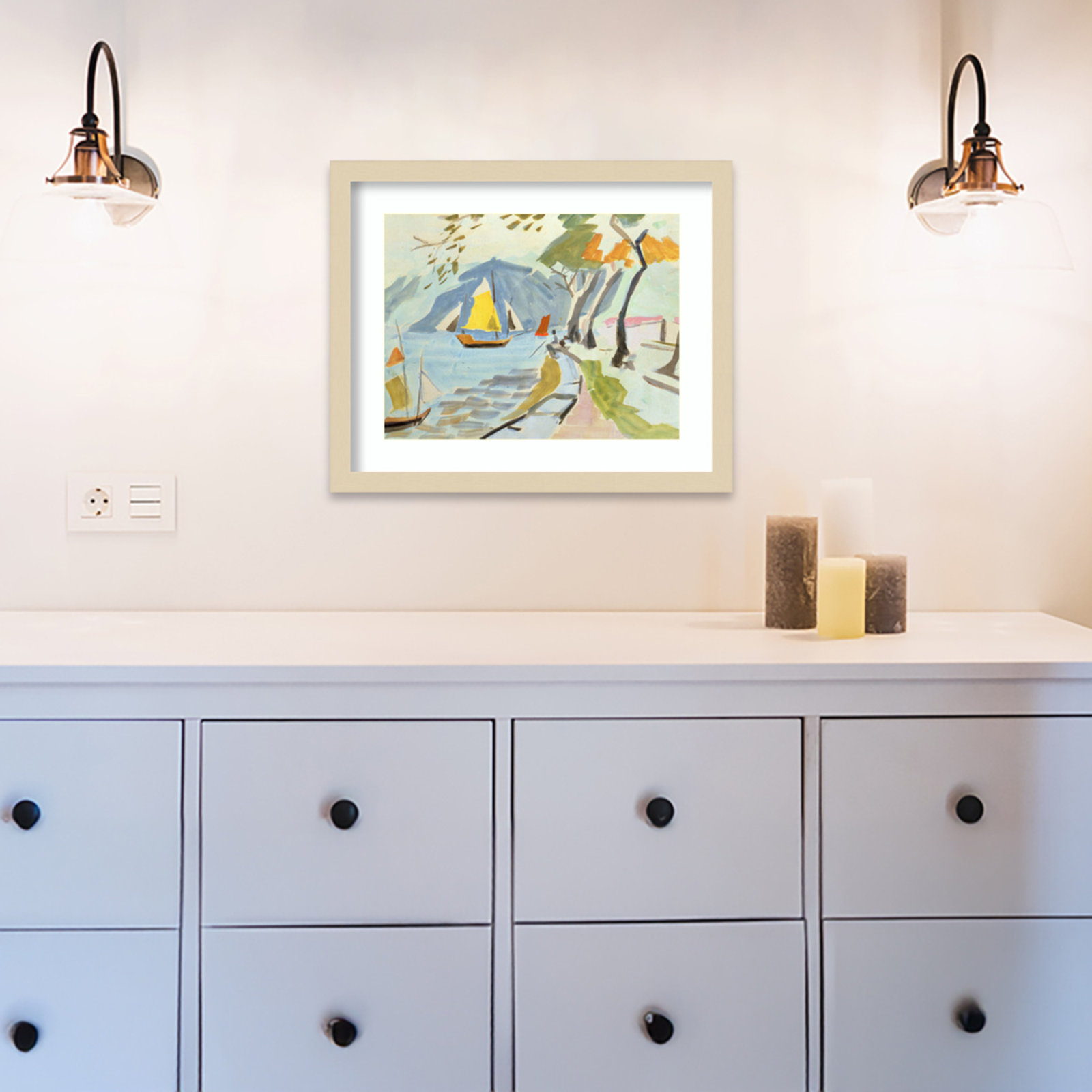 Macau Shoreline Print by Anne Durham, Brown, 14" H x 17" W x 1" D