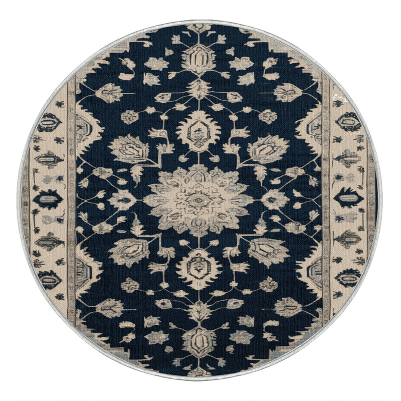 Machine Washable Overdyed Beige Area Rug, Round 5'