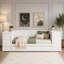 Lit de jour simple avec accoudoirs de rangement, lit gigogne et station de charge, blanc-338106636