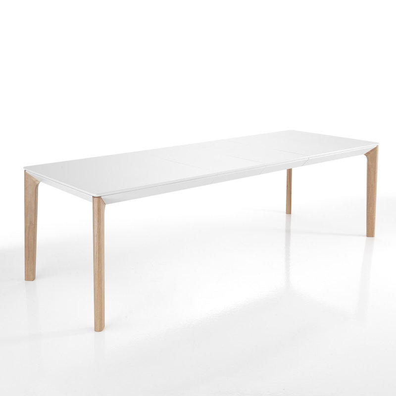 Dabbs Solid Wood Base Dining Table, Oak, White