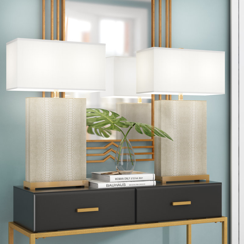 Chansoo Metal Table Lamp, Cream Reptile