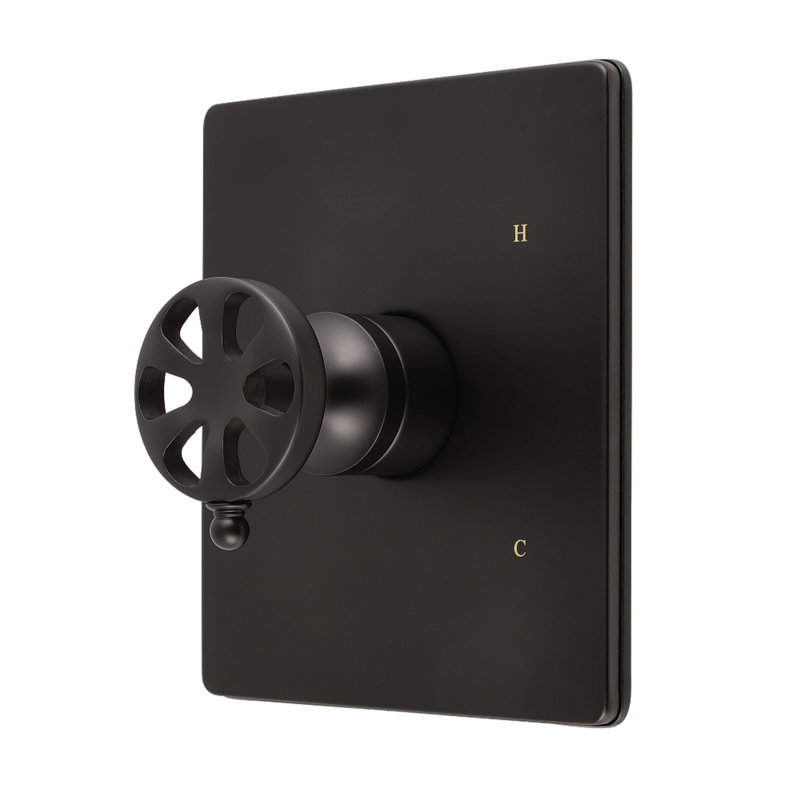 Kingston Brass Belknap Single-Handle Pressure Balanced Tub and Shower Faucet Valve and Trim Kit, Matte Black