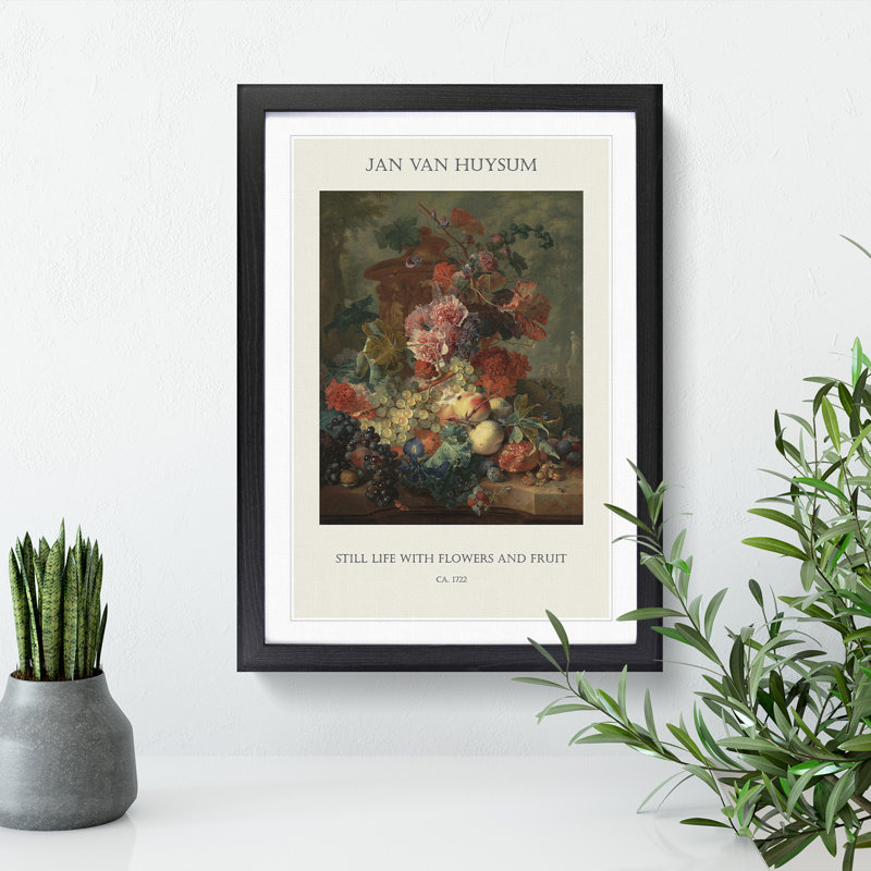 Still Life With Flowers And Fruit Vol.4 by Jan Van Huysum - Single Picture Frame Print, 65cm H x 48cm W x 2cm D, Black Framed