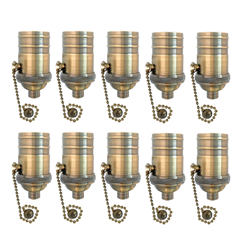 Pull Chain Lamp Socket Lighting Kit, Antique Brass