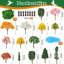 Ensemble de 84 mini-accessoires de jardin féerique, micro paysage, décorations de bricolage avec des arbres, animaux en résine de mousse pour terrarium