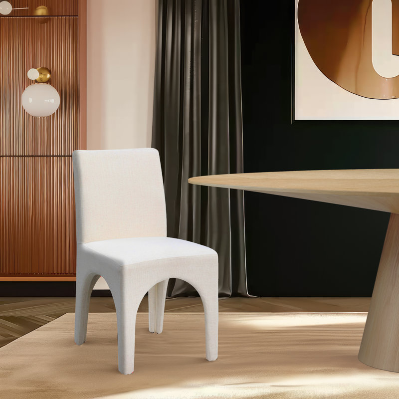 Gramercy Linen Textured Fabric Dining Chair, Beige Linen Textured Fabric