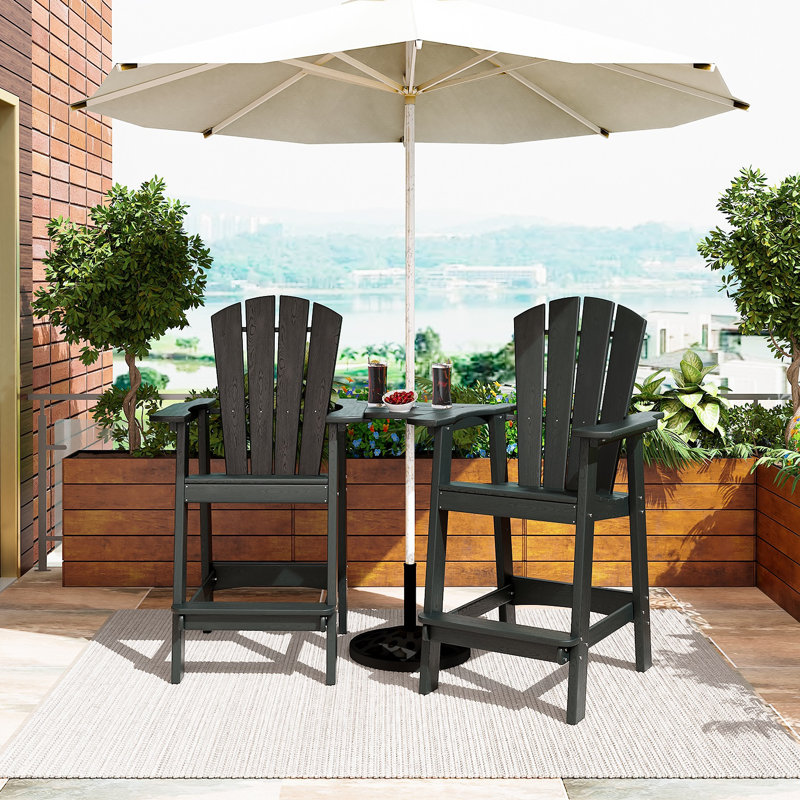 HDPESRS High-density Polyethylene Outdoor 27.4'' Bar Stool, Black