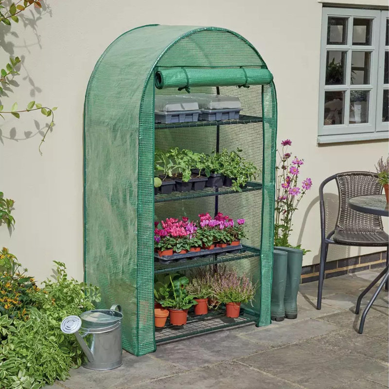 Portable 4 Tier Curved Greenhouse - Compact Plant House With 4 Shelves & Weatherproof Cover - Easy No-Tool Assembly For Gardens, Patios, And Balconies - Roll-Up Zip Door For Ventilation And Access