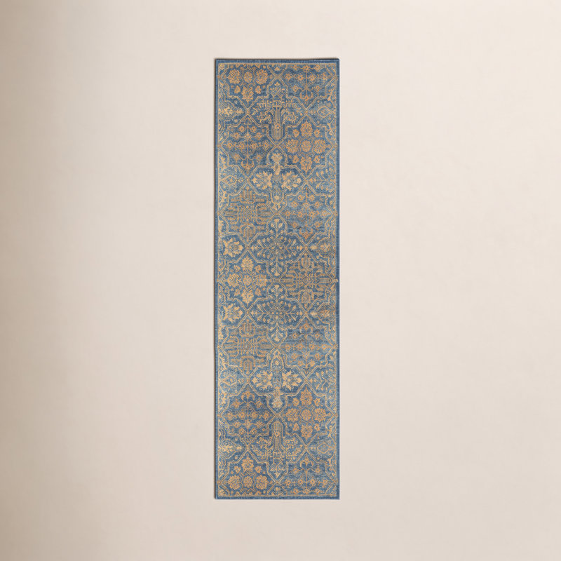 Cece Hand-Tufted Wool Blue/Orange Area Rug, Runner 2'3" x 8'