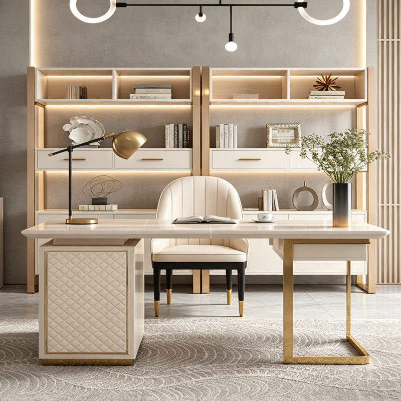 Bureau de luxe minimaliste, H 29,92 po x l 55,12 po x P 27,56 po