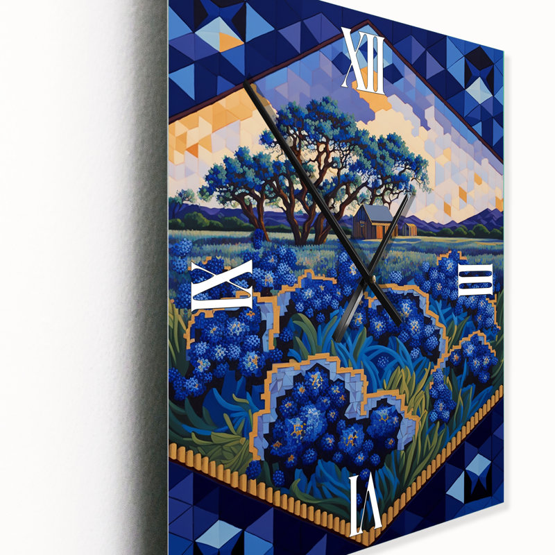 Horloge murale Field of Blossoming Bluebonnets I - Blue Bonnets, Grand
