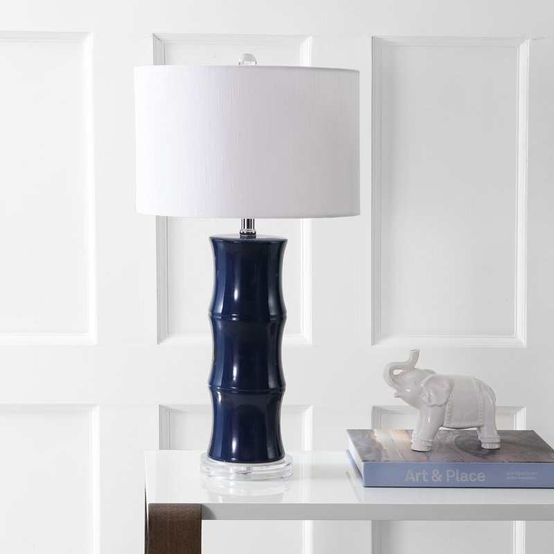 Lampe de table 27 po Hershman, Bleu marine