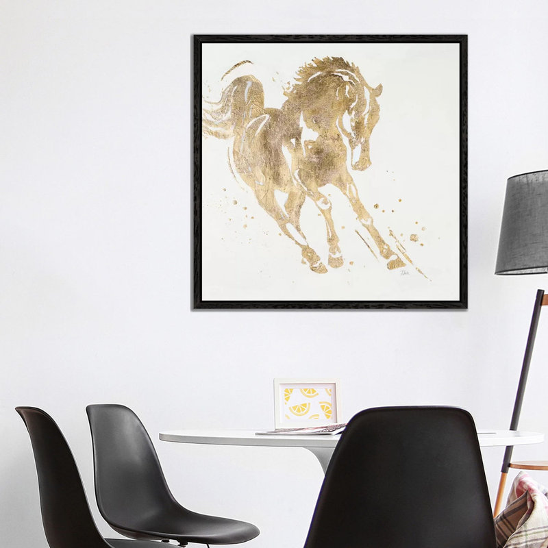 Spirit Horse Gold by Patricia Pinto - Floater Frame Gallery-Wrapped Canvas Giclée on Canvas, Black, 93.98 cm H x 93.98 cm W