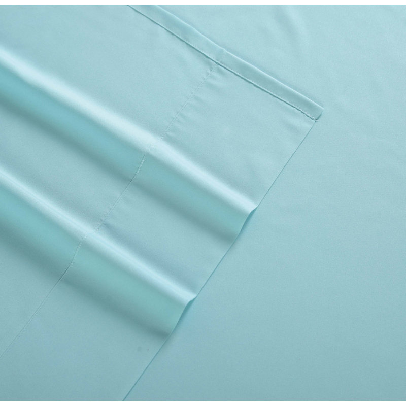Turquoise Twin XL Solid Microfiber Polyester Kids Sheet Set