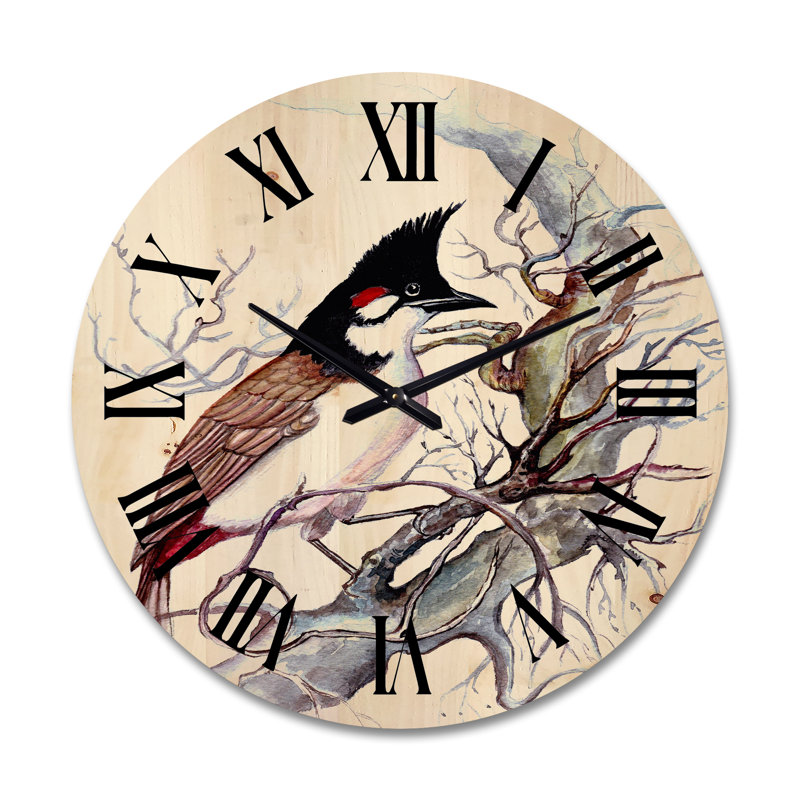Horloge murale bel oiseau sur une branche, Grand