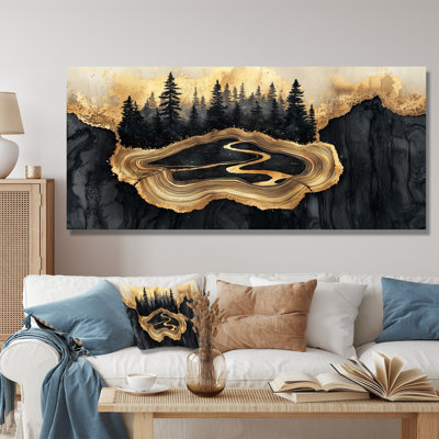 Forest River Of Black Onyx Crystal IV - Forest Print On Metal