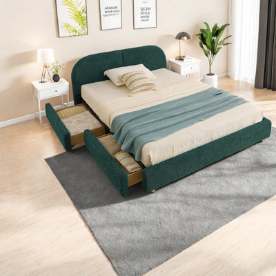 Grand lit de rangement de qualité supérieure, cadre en MDF, design minimaliste moderne pour la maison