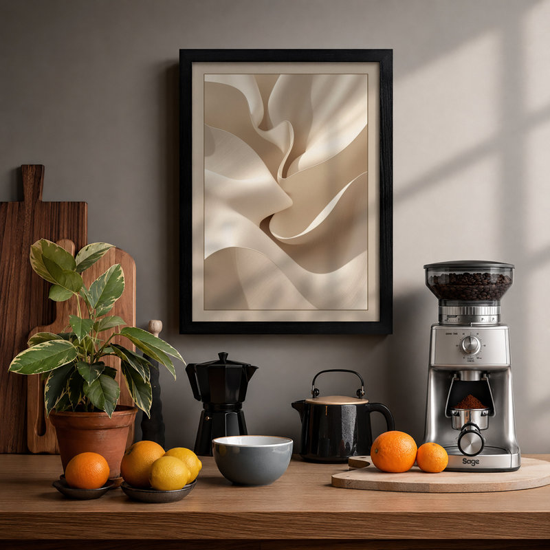 Folded Light Minimalist - Print, A2 - 59.4 x 42.0 cm, Black