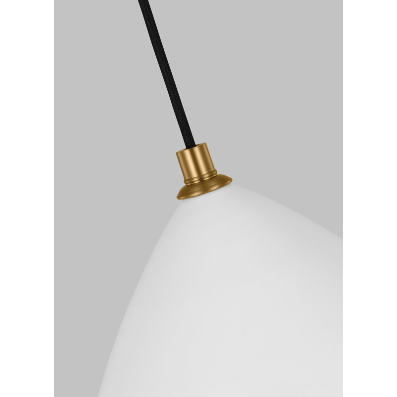 Matte White Teardrop Pendant Light with Aged Iron Shade