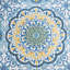 Housse de lit de jour 6 pièces - réversible bleu avec grand imprimé médaillon et dos rayé, convient à un lit simple, comprend une housse, 3 taies décoratives, 1 coussin décoratif, pièce facile à nettoyer, envers pour matelas, machine
